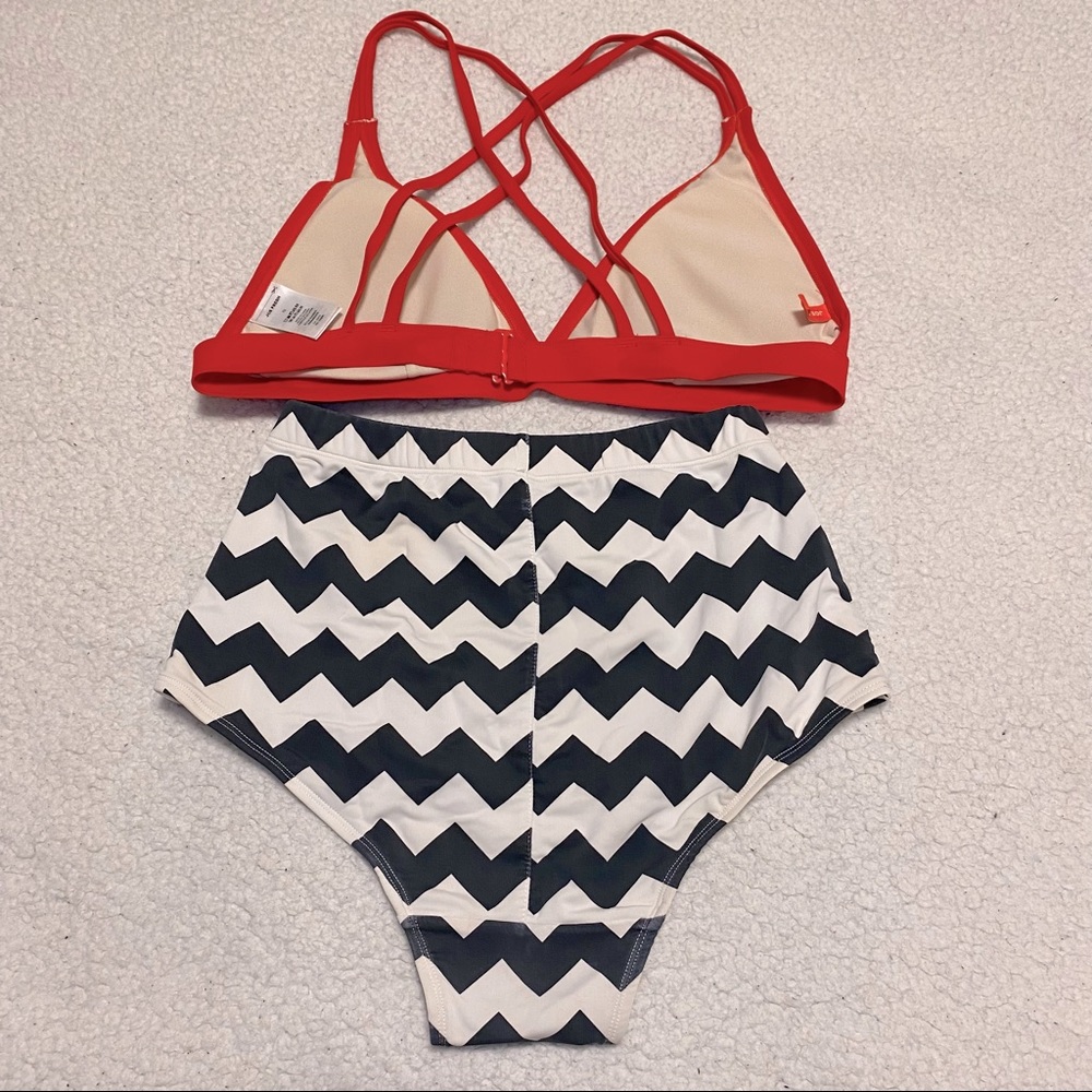 Red and Chevron Bikini Set - Picture 2 of 8